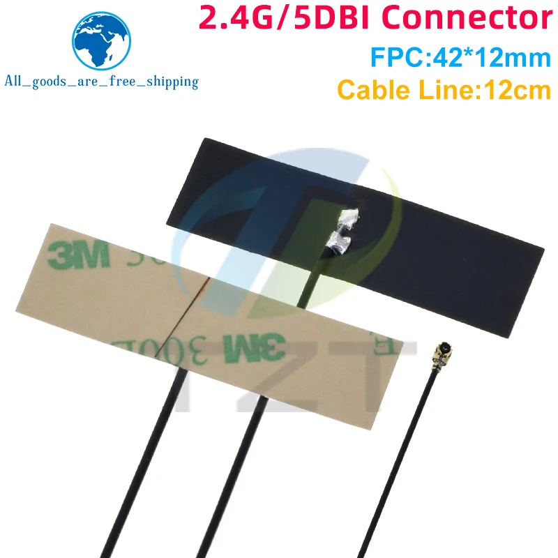 TZT 10/30PCS 2.4Ghz WIFI Internal Antenna FPC 5dBi IPX Connector Omni Antenna IEEE 802.11 b/g/n WLAN System