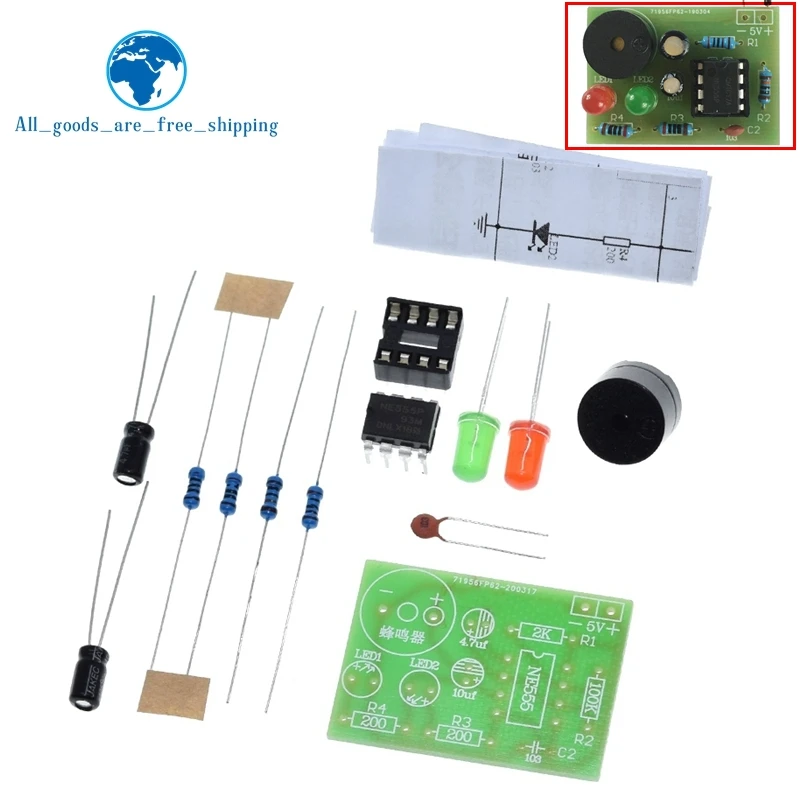 TZT NE555 Multivibrator Kit NE555P Steady-state Circuit Dual Flash LAMP DIY Training Maker Student Lab DIY Learing Kit
