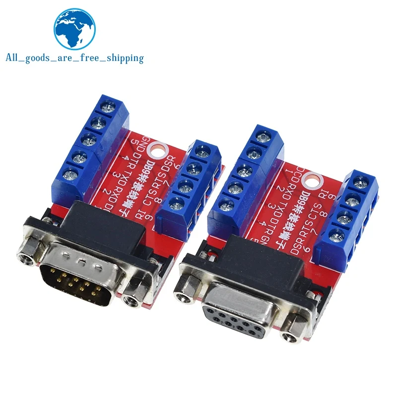 TZT 1/3PCS DB9 Male Female Adapter Signals Terminal Module RS232 Serial To Terminal DB9 Connector