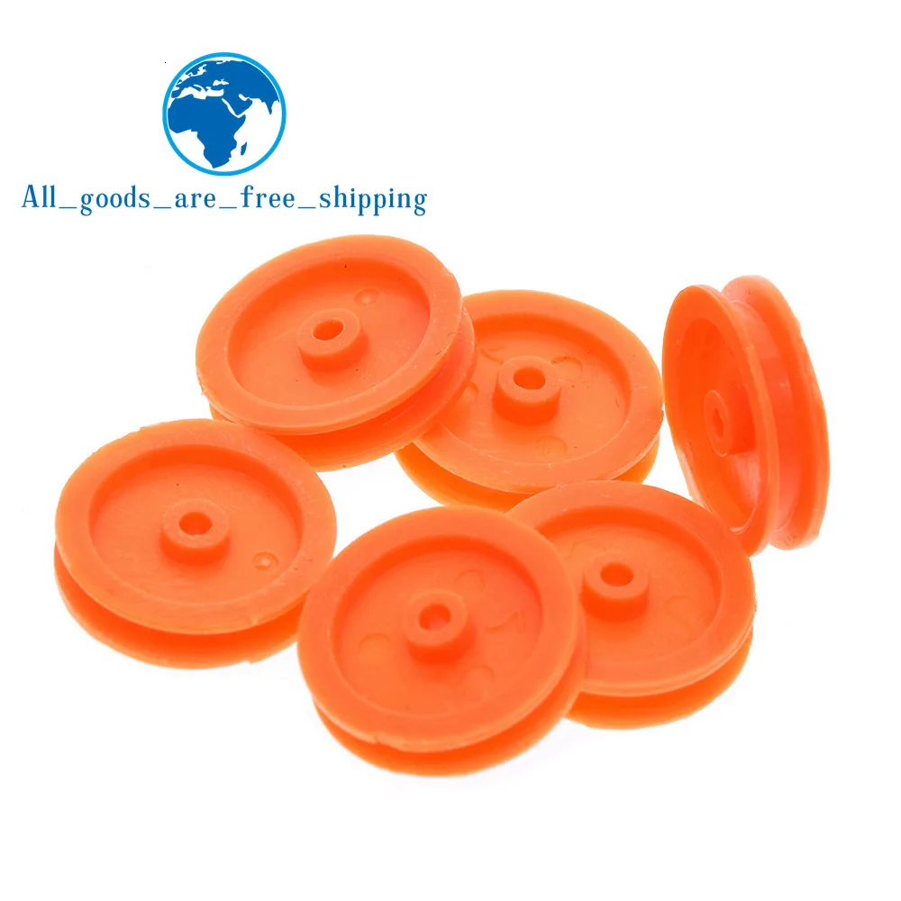 TZT 10/30pcs J347Y 2*17mm Yellow Plastic Model Belt Pulley DIY Micro Motor Transmission Parts Gear Box Mating Parts