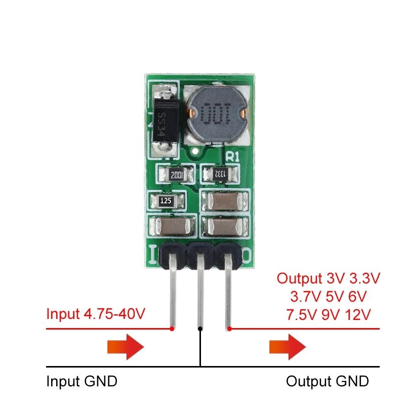 1/3PCS DC-DC DC 5-40V to 3V 3.3V 3.7V 5V 6V 7.5V 9V 12V 1A Buck Step Down Converter Module Voltage Regulator Board without Pin