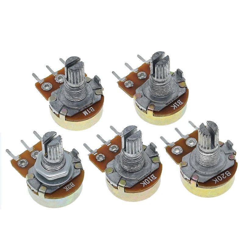 1/5PCS WH148 Linear Potentiometer 15mm Shaft With Nuts And Washers 3pin WH148 B1K B2K B5K B10K B20K B50K B100K B250K B500K B1M