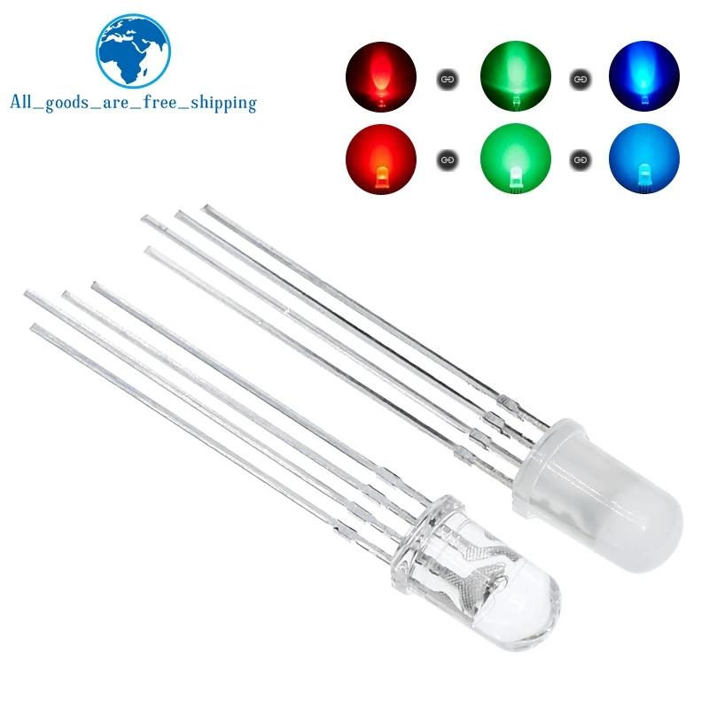 10/20/50/100pcs 5mm RGB LED Common Cathode / Common Anode Tri-Color Emitting Diodes f5 RGB Diffused / Transparent Highlight