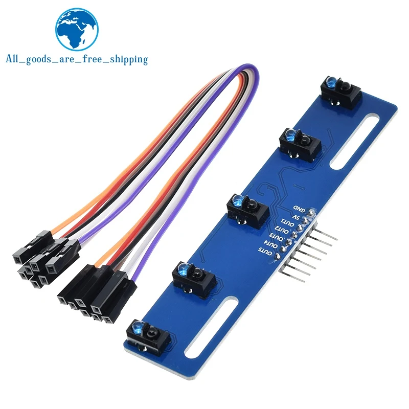TZT 1/3PCS 5 channel Infrared Reflective Sensor TCRT5000 KIT 5 way/road IR Photoelectric Switch Barrier Line Track Module