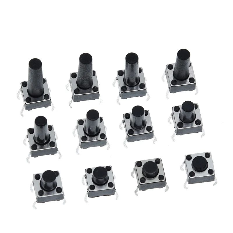 100/300pcs 6X6X5/4.3/5.5/6/7/8/9/10/13MM Tact Switch Push Button Switch 12V 4PIN DIP Micro Switch For TV/Toys/home use Button