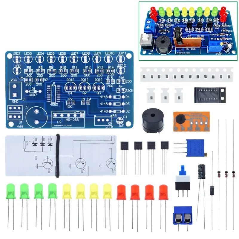 TZT 1/3pcs CD4060 SMD Music Lantern Circuit Welding Kit Dream Light Electronic DIY Skill Training In-line SMD Welding