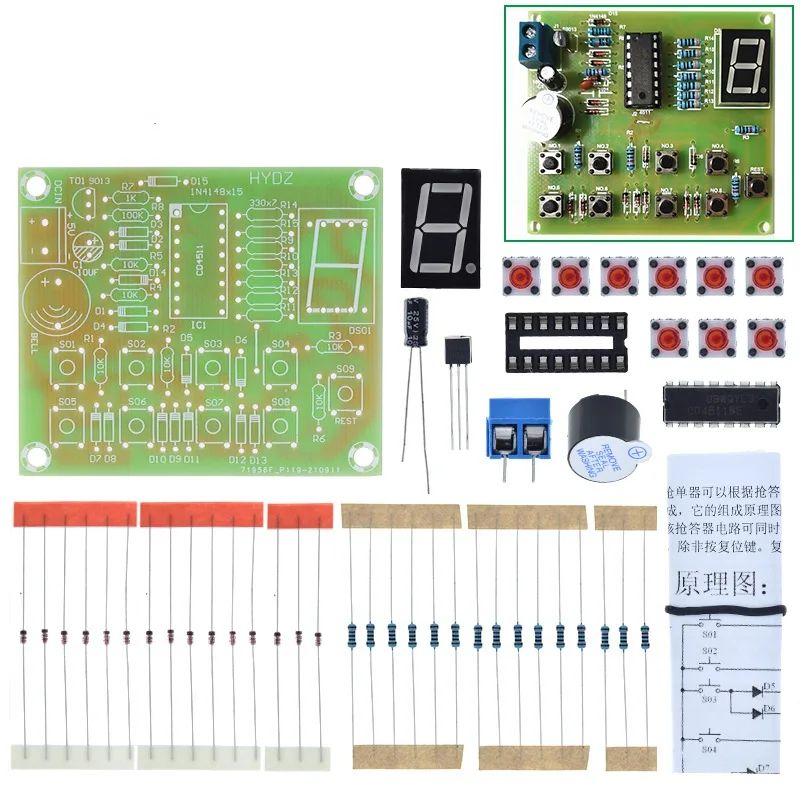 Eight Person Responder Diy Kit 8 Channel Answering Teaching Practice Welding CD4511 8Bit Answer Device Suite Electronic Training
