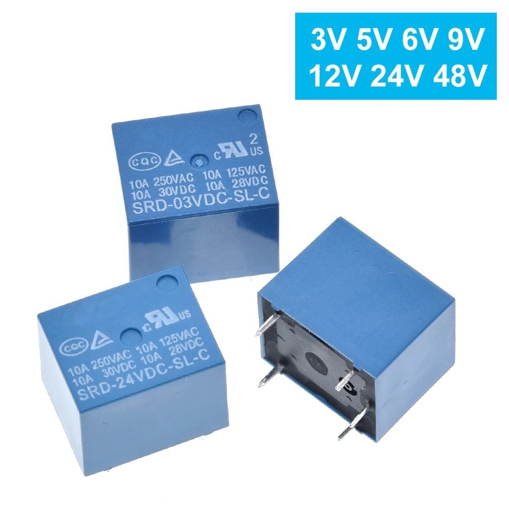 1/3PCS Relays SRD-03VDC-SL-C SRD-05VDC-SL-C SRD-06VDC-SL-C SRD-09VDC-SL-C SRD-12VDC-SL-C 3V 5V 6V 9V 12V 24V 48V 10A 250VAC 5PIN