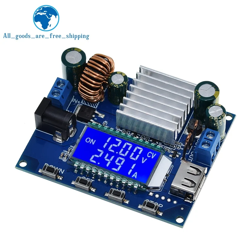 TZT 1/3PCS SK35L DC 0.6-30V 4A 35W 5V 6V 9V 12V 24V Boost/Buck CC CV Regulated Adjustable DC Power supply Module