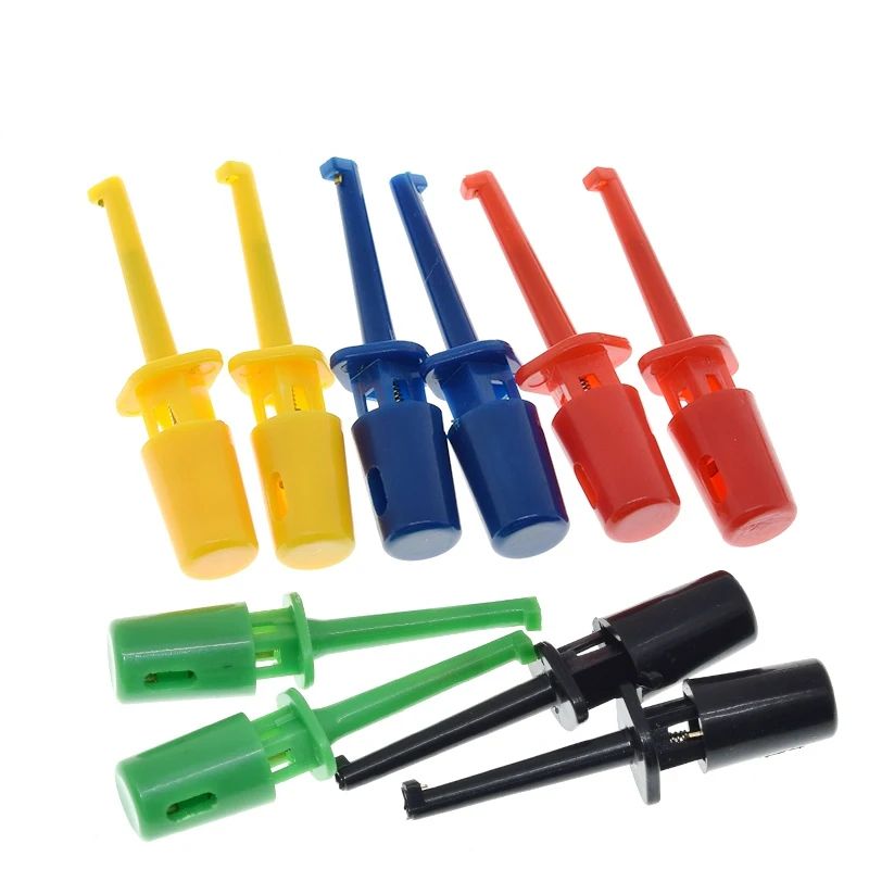 10/30Pcs Mini Single Test Hook Clip Test Probe for Electronic Testing IC Grabber Small Size Round Crocodile Clip Hook Test Clip