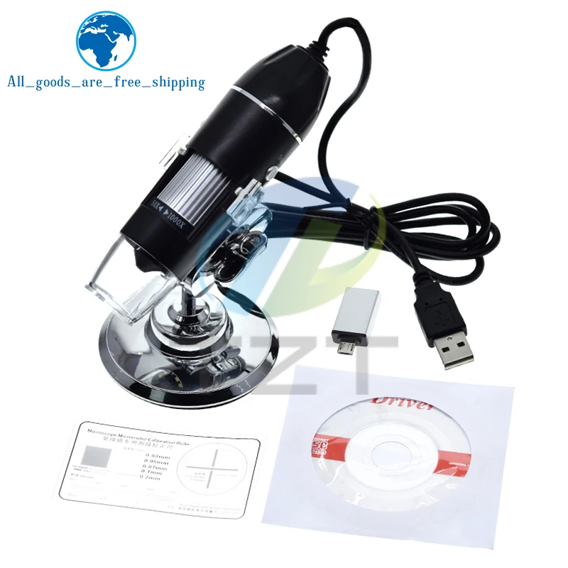TZT 1000X HD digital USB microscope electronic microscope Camera video microscopeUSB Magnifier +calibration ruler 8 LED lights