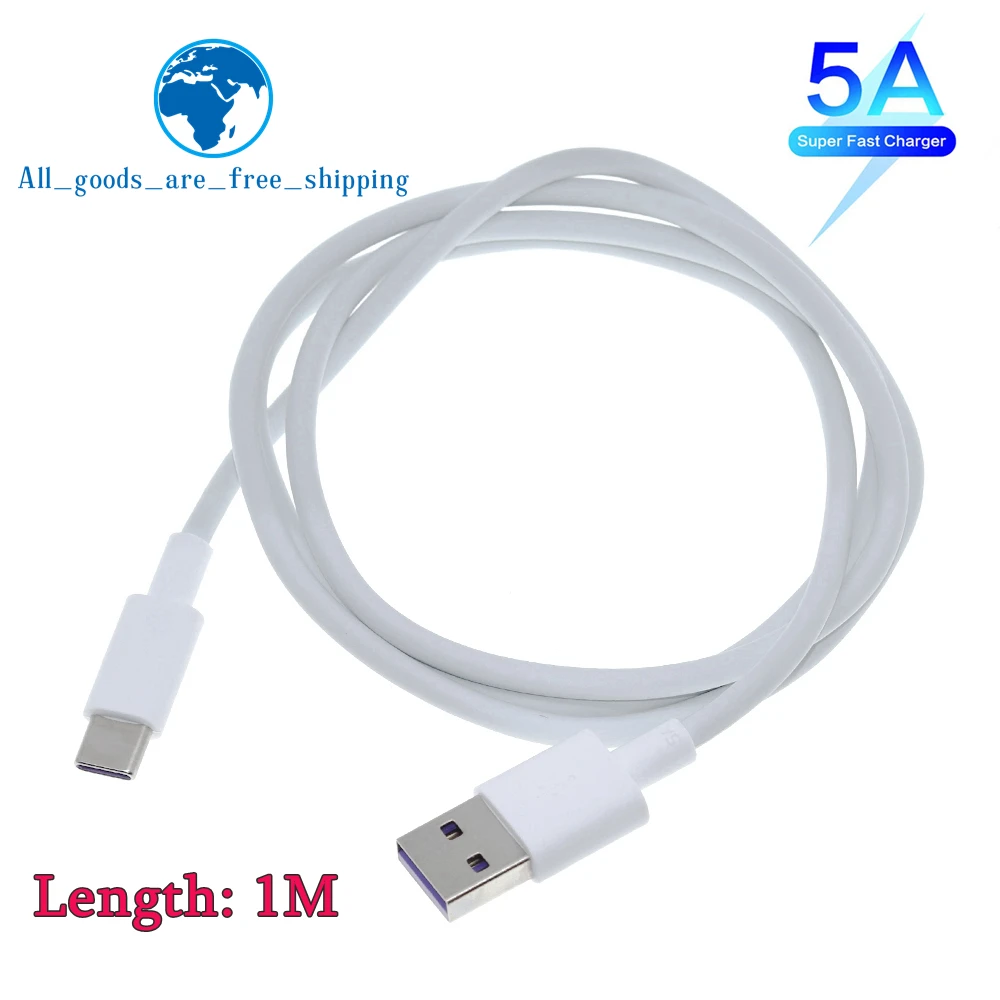 TZT 1/3pcs 5A USB Type C Cable for Huawei P30 Mate 30 Pro Quick Charge 3.0 Cables Fast Charging For HUAWEI USB-C Charger Wire