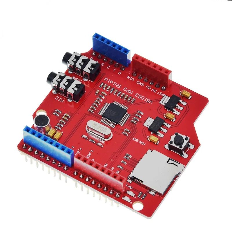 TZT VS1053 VS1053B Stereo Audio MP3 Player Shield Record Decode Development Board Module With TF Card Slot For Arduino UNO R3