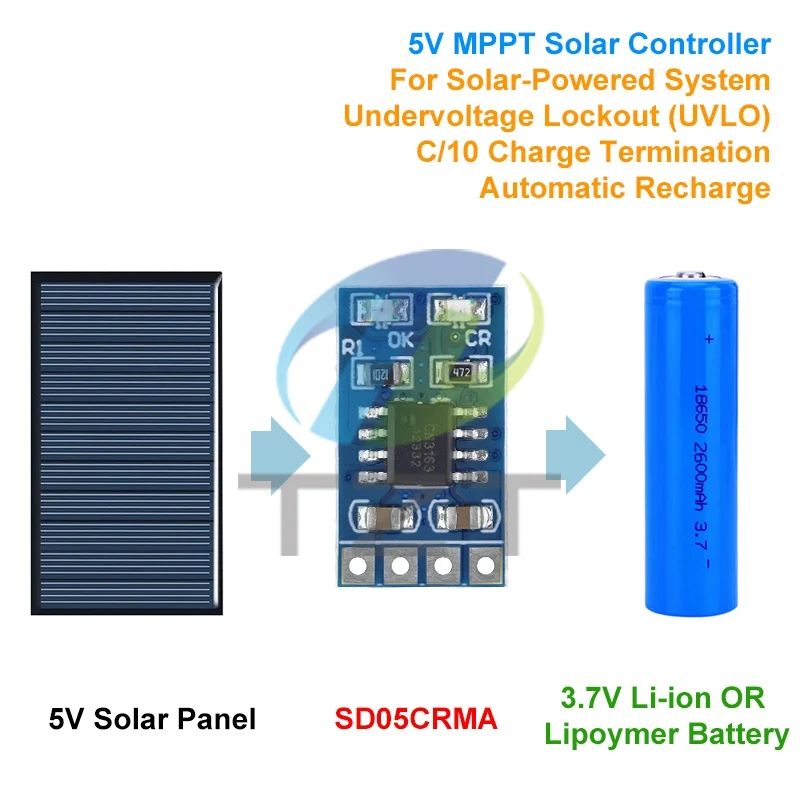 1/5PCS MPPT Solar Charge Controller 1A 4.2V 3.7V 18650 LiPo Li-ion Lithium Battery Charger Module Solar Panel Battery Charging
