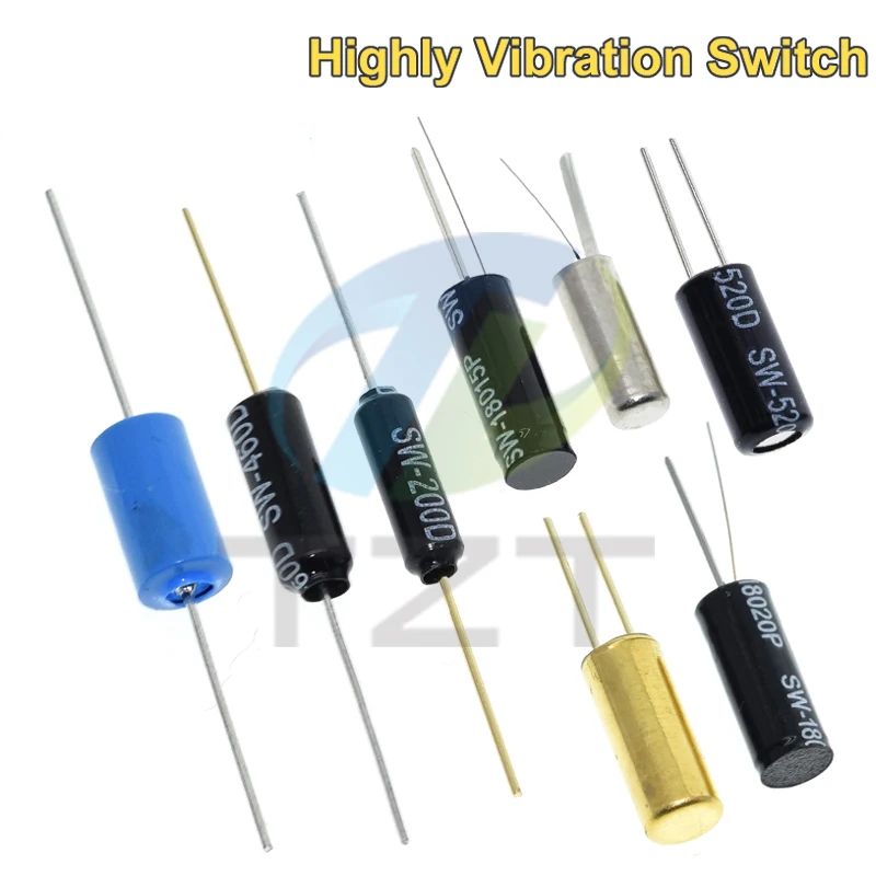 TZT 10/30PCS SW-200D/420/520D/18010P/18015P/18020P/58010P 12V Highly Vibration Switch Ball Tilt Double bead Angle Spring Sensor