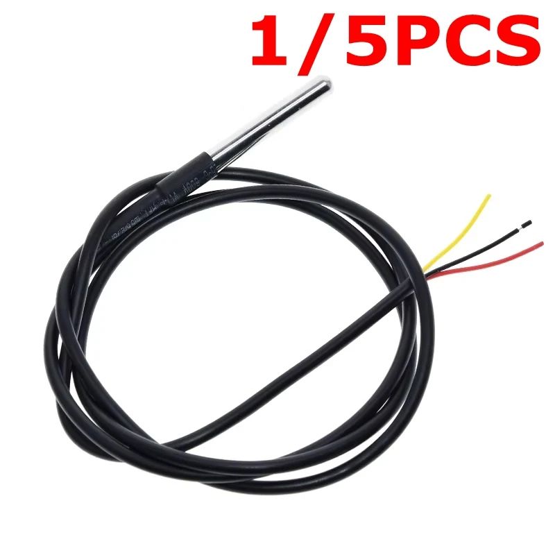 TZT 1/5PCS Stainless Steel Waterproof DS18b20 DS1820 1/2/3 Thread Temperature Probe Temperature Sensor 18B20 Cable For Arduino