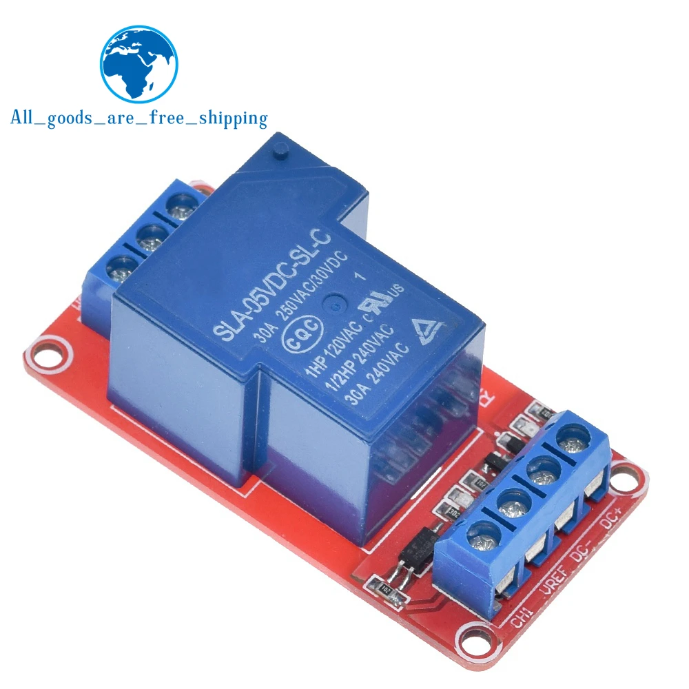 TZT 5V 30A Two-way isolation relay module High/low level trigger 5V 30A 1-Channel Relay Module+Electronic With Optocoupler
