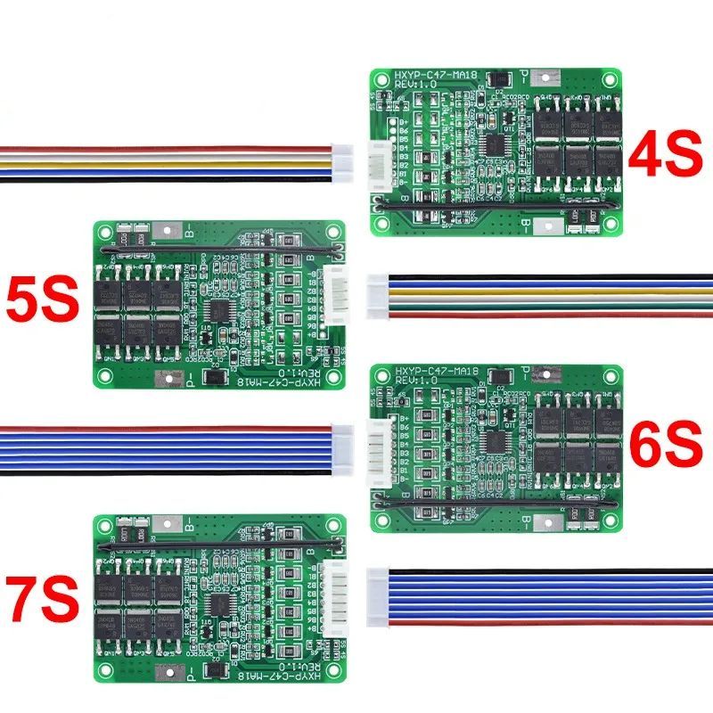 TZT 1/3pcs 4S/5S/6S/7S BMS 16.8V 21V 20A 18650 Li-ion Lmo Ternary Lithium Battery Charger Protection Board With Balance