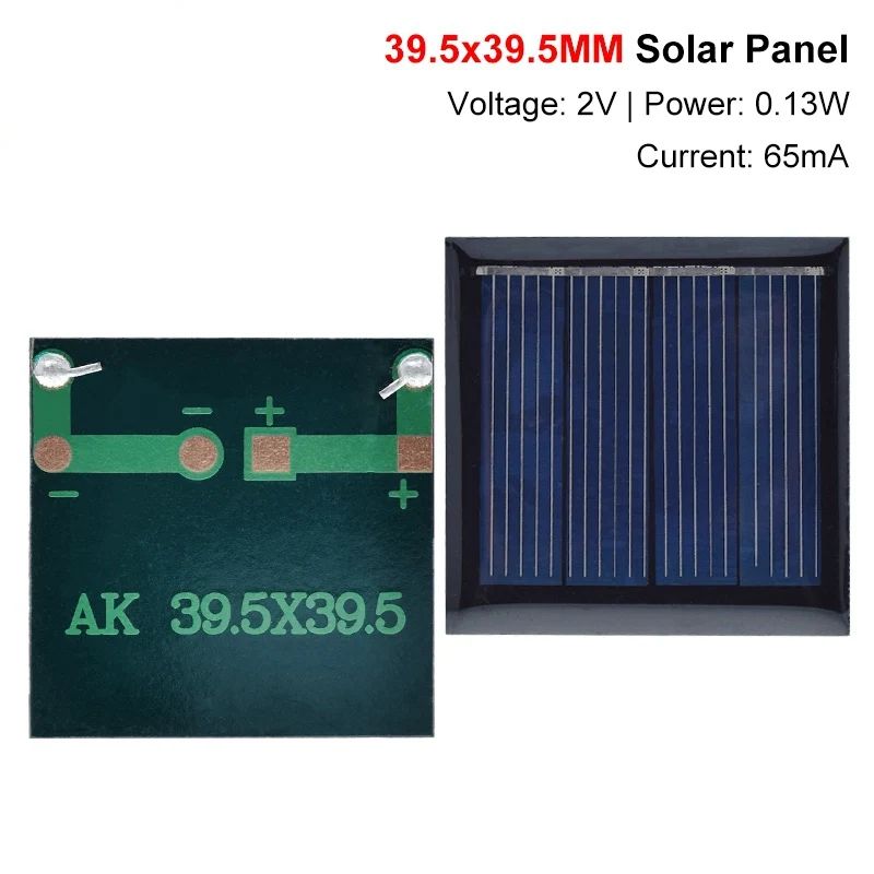 TZT 2V 65mA 0.13W Solar Panel Epoxy Polycrystalline DIY Toy Solar Light Battery Power Charge Module 39.5*39.5MM Mini Solar Cell