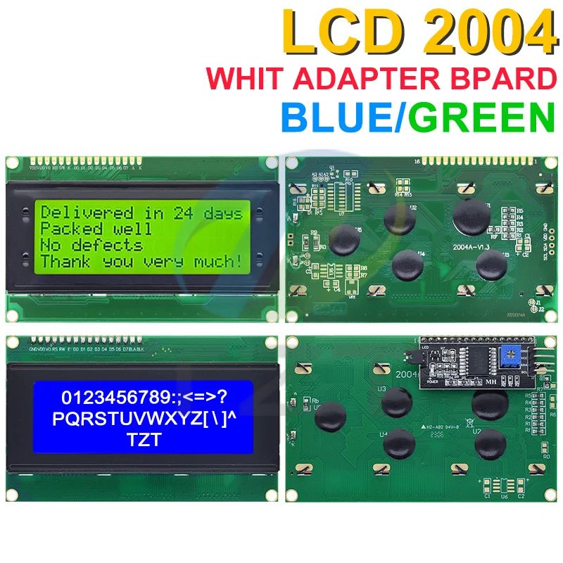 TZT LCD2004+I2C 2004 20x4 2004A Blue/Green screen HD44780 Character LCD /w IIC/I2C Serial Interface Adapter Module For Arduino