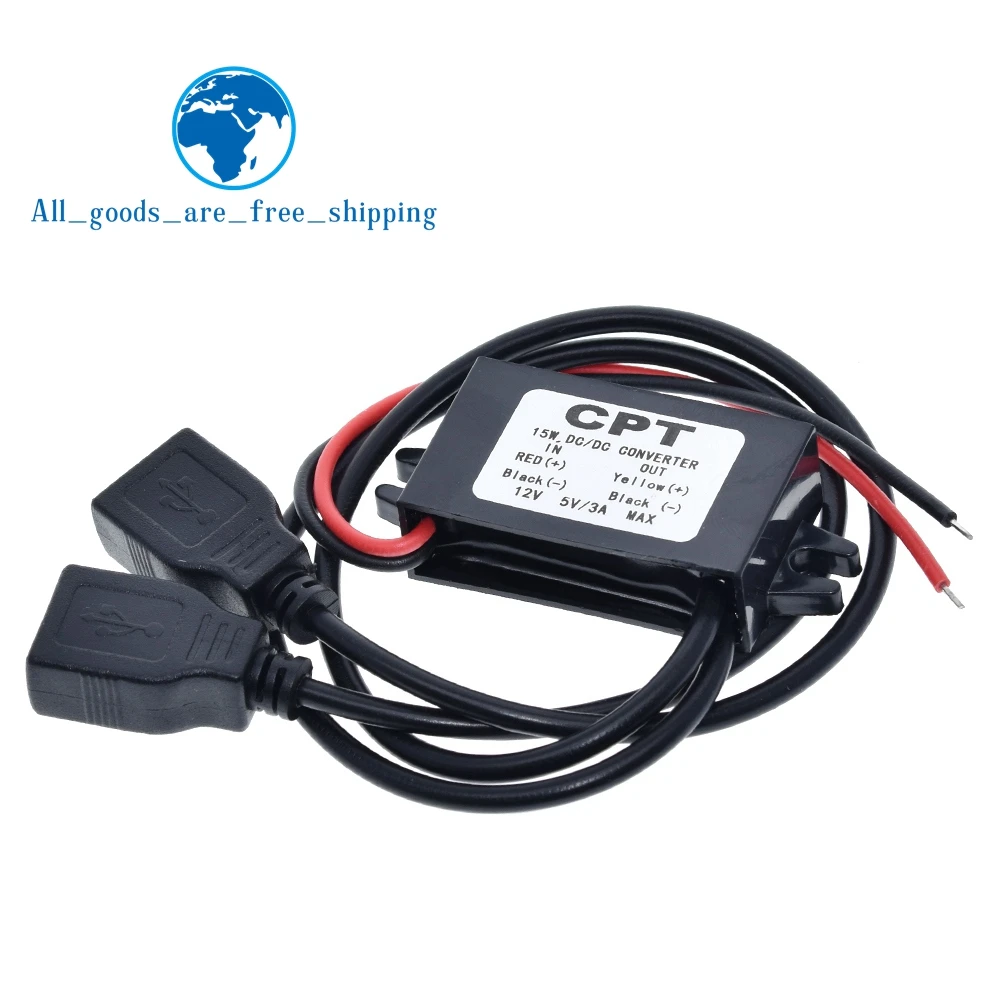 TZT Micro USB 12V to 5V 3A 15W DC-DC Car Power Converter Module Step Down Power Output Adapter Low Heat Auto Protection