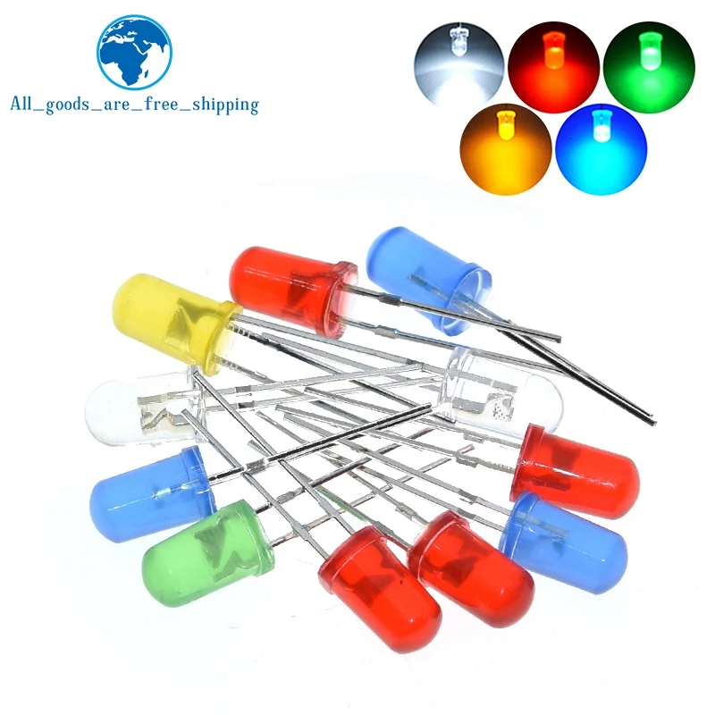 TZT 1000/3000pcs LED 5MM White/Blue/Red/Yellow/Green Light Bulbs / 5MM White Colour LED Emitting Diode F5mm White LED