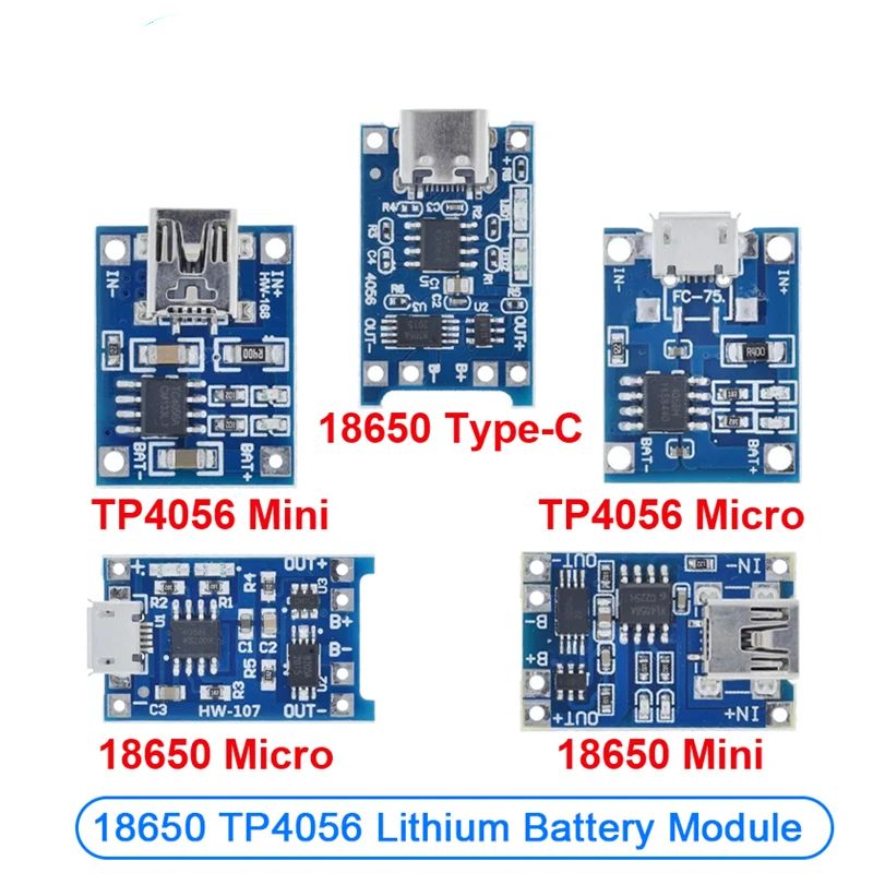 1/5/10PCS Type-C Micro Mini 5V 1A 18650 TP4056 Lithium Battery Charger Module Charging Board With Protection Dual Function