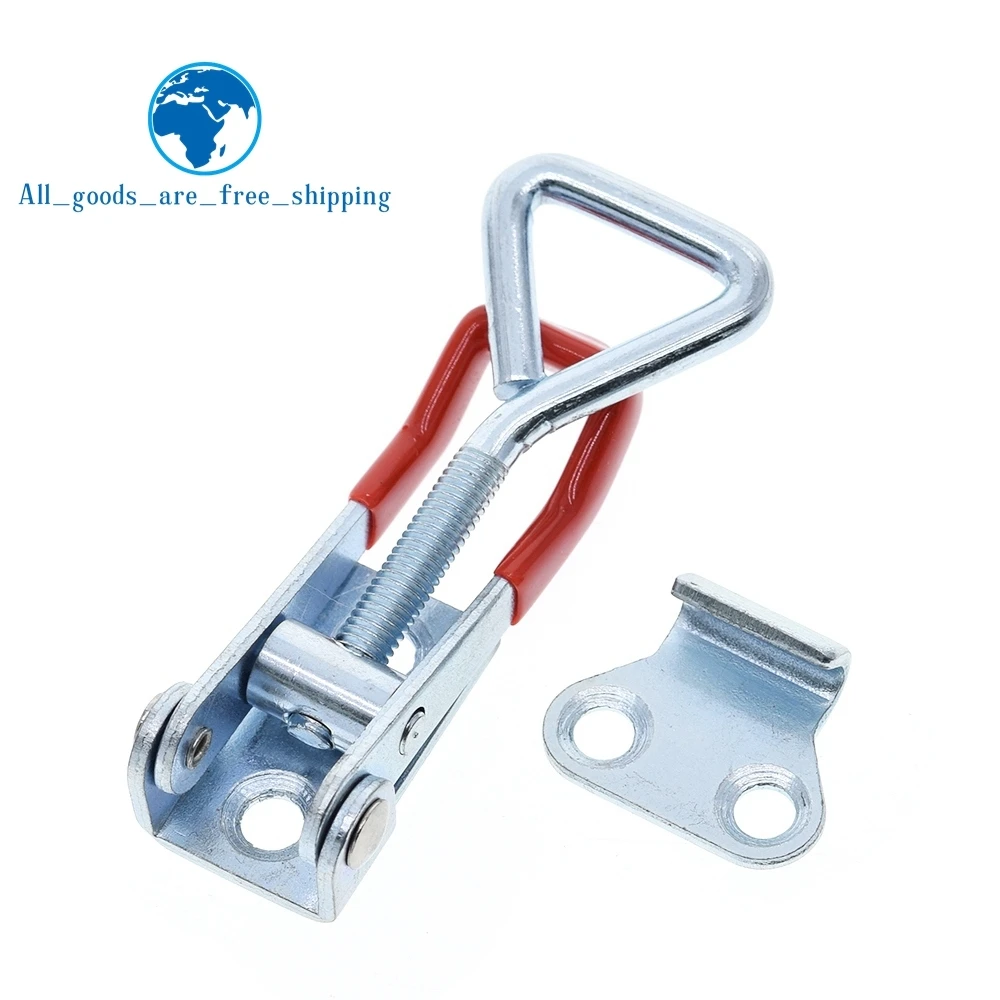 TZT 1/3 Set Adjustable Toolbox Case Metal Toggle Latch Catch Clasp Length Silver+Red For diy