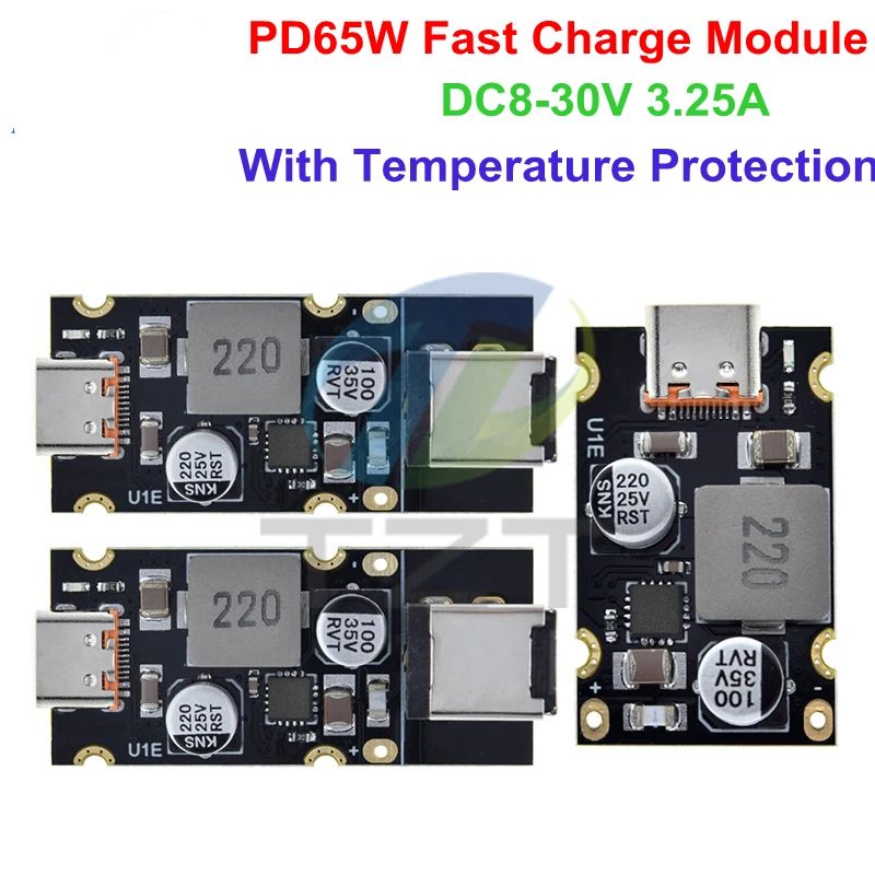TZT QC4.0 QC3.0 Type-C USB PD65W Fast Charging Adapter Module DC8-32V 3.25A 65W Step Down Module For Huawei SCP/FCP Apple PD