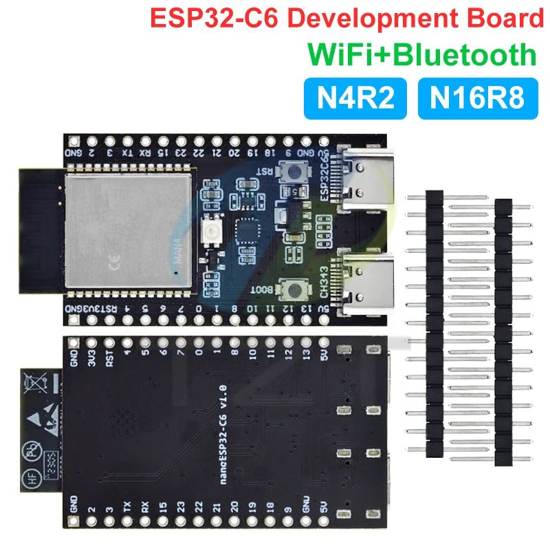 TZT ESP32 / ESP32-C6 WiFi+Bluetooth Internet Of Things Dual Type-C Development Board Core Board ESP32-C6-DevKit C N16R8