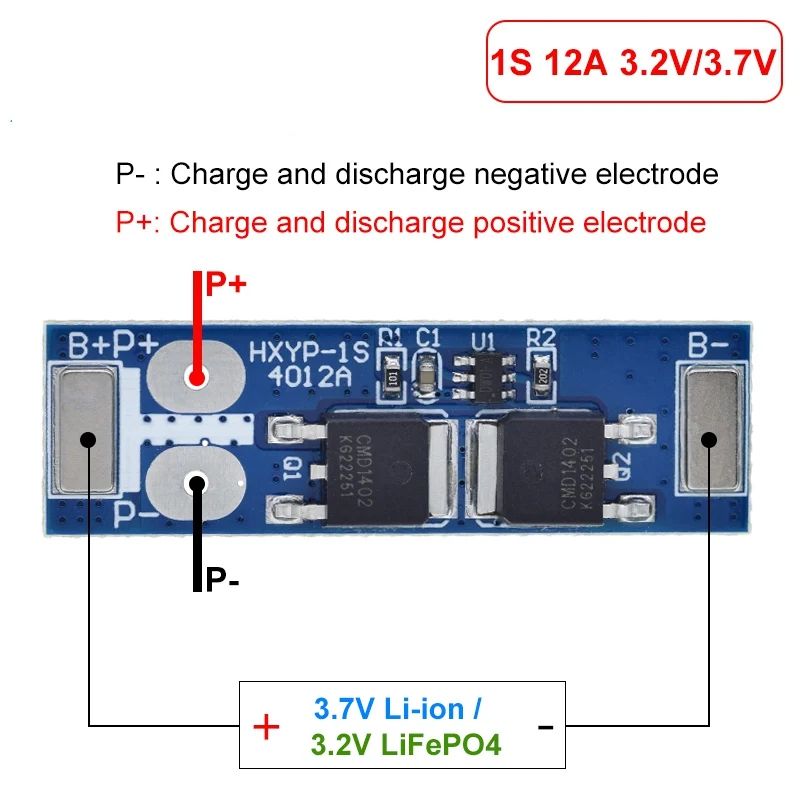 1/3PCS 1S 12A 3.7V Li-ion / 3.2V Lifepo4 18650 Battery Charging Protection Board Short Circuit Protection BMS For Electric Motor