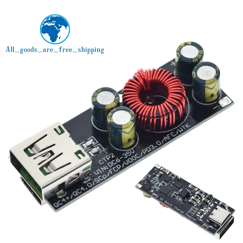 TZT QC4.0 QC3.0 USB Type-C Mobile Phone Quick Charge Adapter 6-35V Step Down Buck Boost Module for Huawei SCP/FCP PD Qualcomm