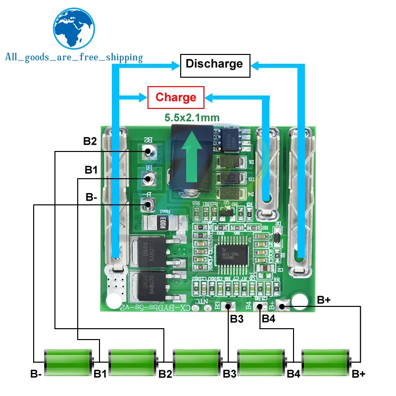 1/3pcs 5S 18V 21V 20A Battery Charging Protection Board Li-Ion Lithium Battery Pack Protection Circuit Board BMS Module