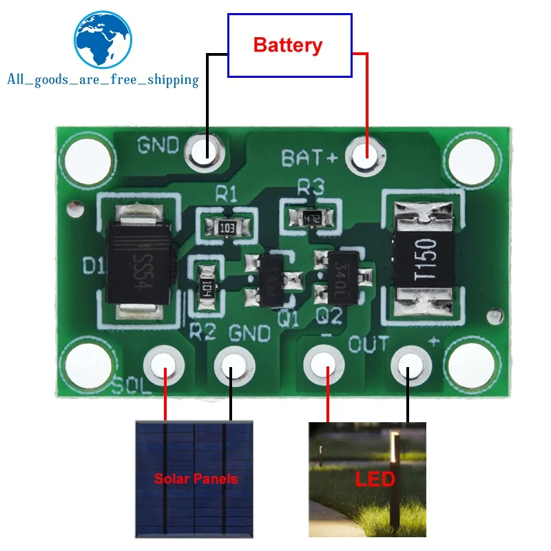 1/3pcs Solar PCB Controller 3.2V 3.7V 6V 12V 1A Light Control Solar Lawn Lamp Landscape Lamp Switch Battery Charger Controller