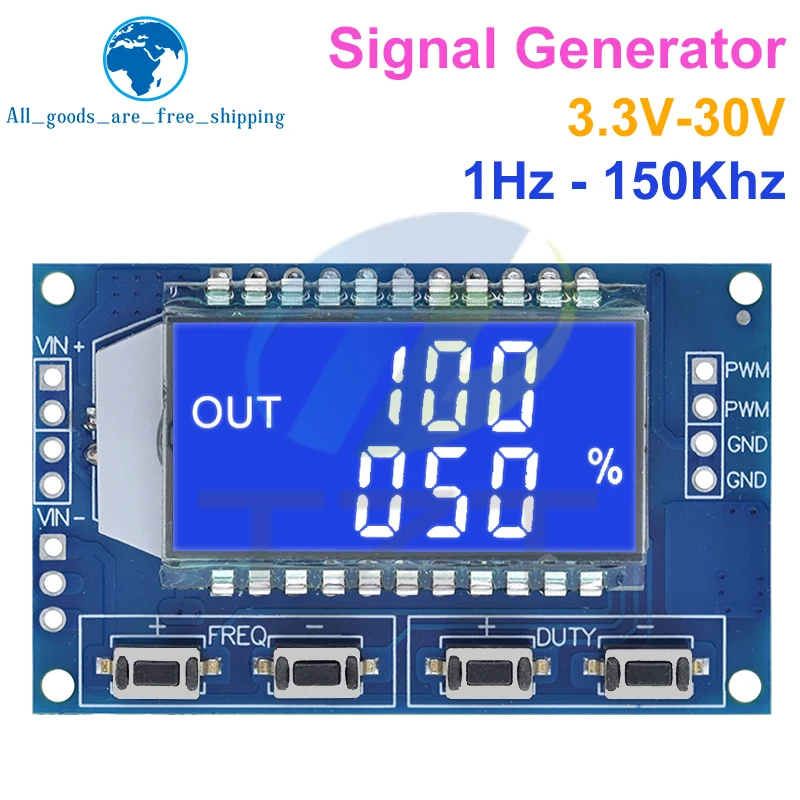 1Hz-150Khz Signal Generator PWM Board Module Pulse Frequency Duty Cycle Adjustable Module LCD Display 3.3V-30V 1Hz -150Khz