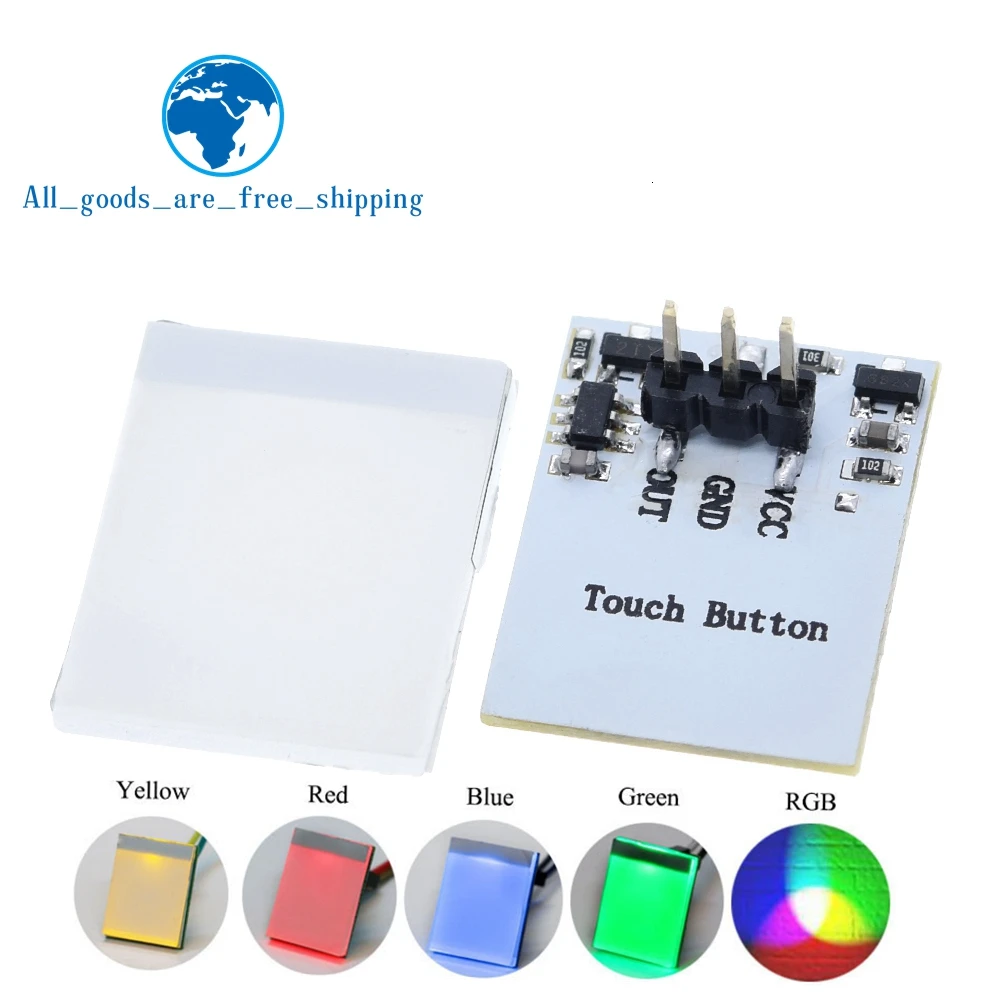 Green Blue Red and Yellow Color RGB Capacitive touch switch button module 2.7 V to 6 V module anti-jamming is strong HTTM series