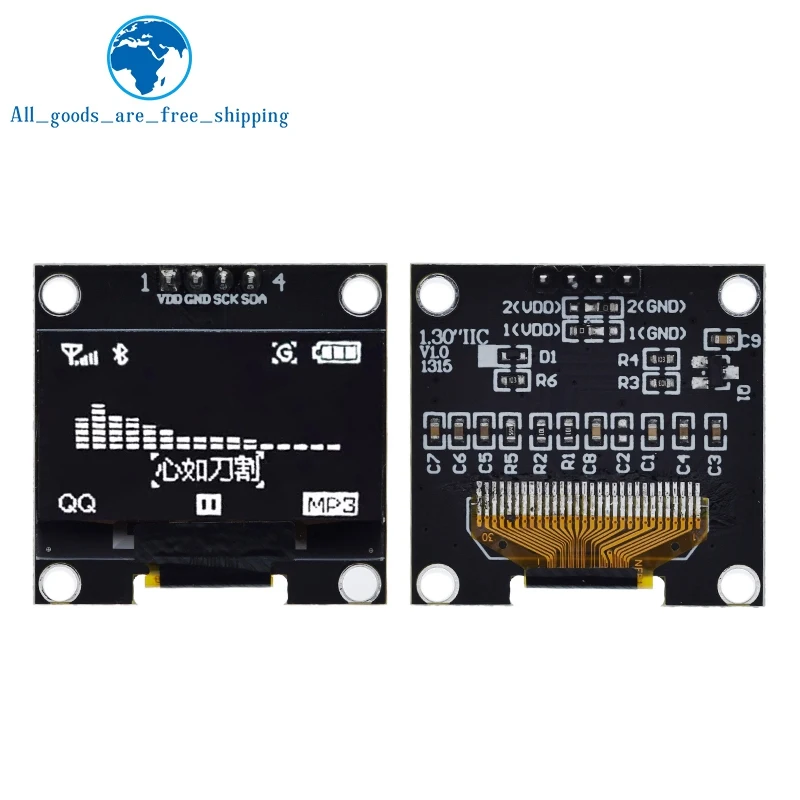 TZT 1.3 inch oled IIC Serial White OLED Display Module 128X64 I2C SSD1315 12864 LCD Screen Board VDD GND SCK SDA for Arduino