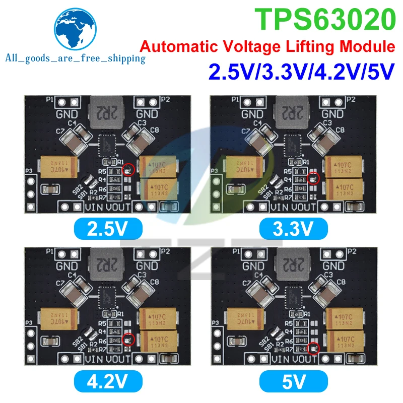 TZT 1/3PCS TPS63020 Automatic Buck-boost Step UP / Down Power Supply Module 2.5V 3.3V 4.2V 5V Lithium Battery Voltage Converter