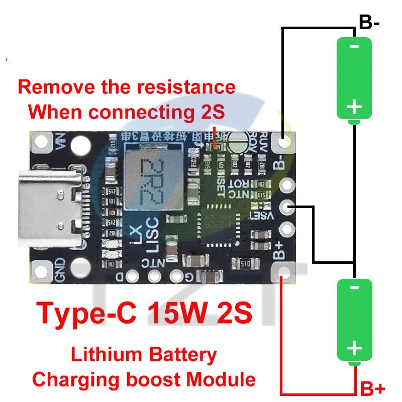 TZT Type-C USB 2/3S BMS 15W 8.4V 12.6V 1.5A Lithium Battery Charging Boost Module With Balanced Support Fast Charge