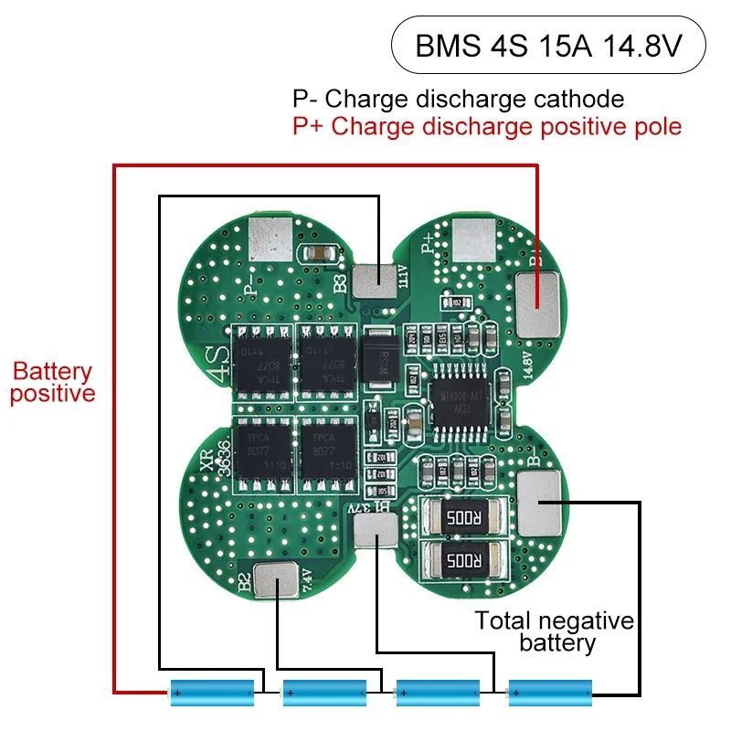 1/3PCS BMS 4S 15A 14.8V 18650 Li-ion Lithium Battery Charge Board With Overcurrent / Temperature Protection For Electric Tools
