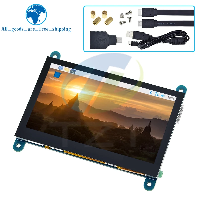 TZT 4.3 Inch USB Touch Control HDMI LCD Display Capacitive Touch Screen Panel 800*480 5 Point Touch IPS Monitor For Raspberry Pi