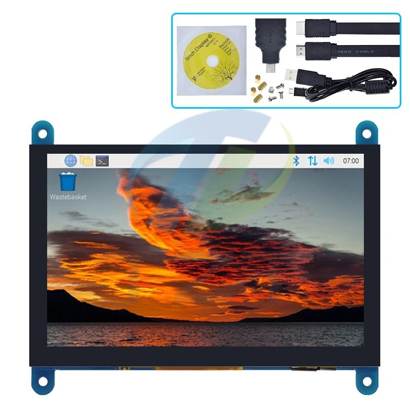 TZT 5 Inch Portable Monitor HDMI 800 x 480 Capacitive Touch Screen LCD Display For Raspberry Pi 4 3B+/ PC/Banana Pi / ESP32