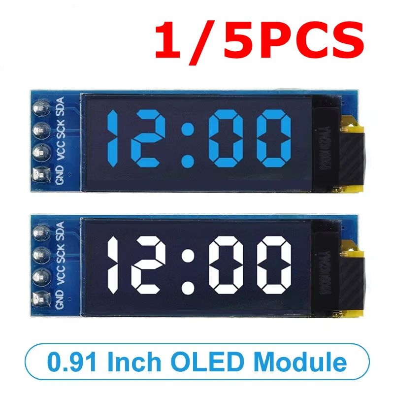 TZT 1/5PCS 0.91 Inch OLED Module 0.91″ White Blue 128X32 LCD LED Display 0.91″ IIC Communicate for Arduino