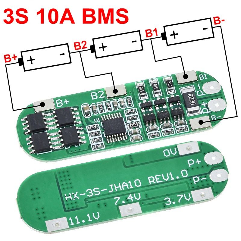 3S 10A 12V 18650 Lithium Battery Charger Protection Board For 18650 Li-ion Battery Cell Charging BMS 11.1V 12.6V With Balanced
