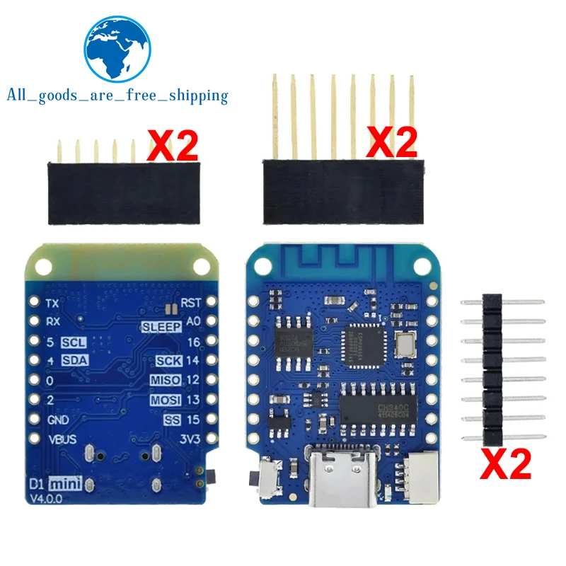 TYPE-C USB WEMOS D1 Mini V4.0.0 WIFI Internet of Things Board based ESP8266 4MB MicroPython Nodemcu Arduino Compatible