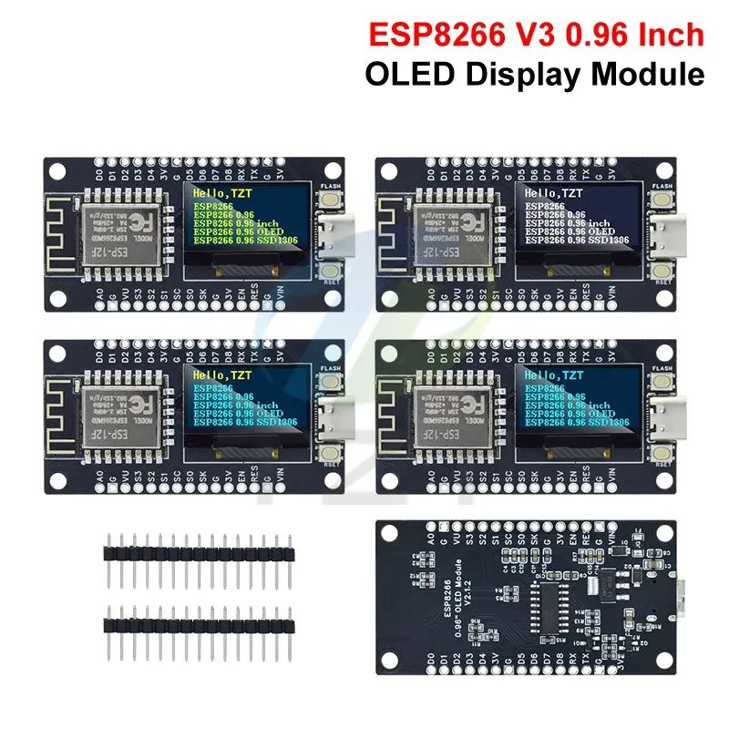 NodeMCU ESP8266 V3 Development Board With 0.96 Inch OLED Display CH340 ESP-12F WiFi Module TYPE-C USB For Arduino/Micropython