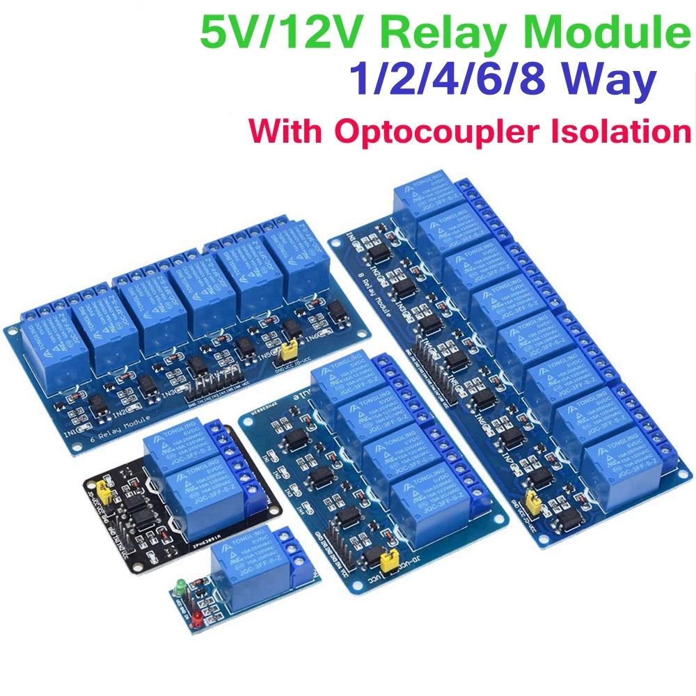 TZT 5V 12V 1 2 4 6 8 Channel Relay Module With Optocoupler Relay Output 1 2 4 6 8 Way Relay Module For Arduino In stock