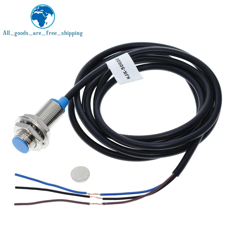 TZT 1/3PCS NJK-5002C Hall Effect Sensor Proximity Switch NPN 3-Wires Normally Open + Magne for arduino