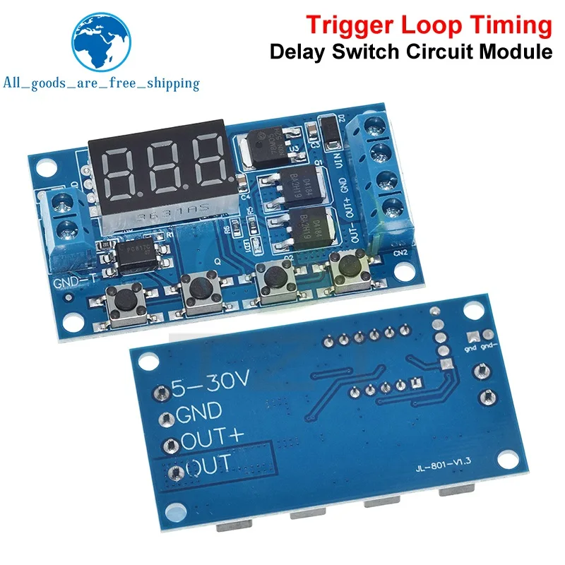 1/2PCS DC 12V 24V Dual MOS LED Digital Time Delay Relay Trigger Cycle Timer Delay Switch Circuit Board Timing Control Module DIY