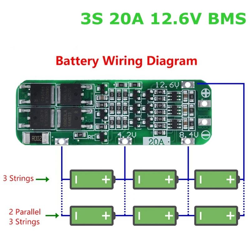 1/3pcs BMS 3S 20A Li-ion Lithium Battery 18650 Charger PCB BMS Protection Board For Drill Motor 12.6V Lipo Cell Module